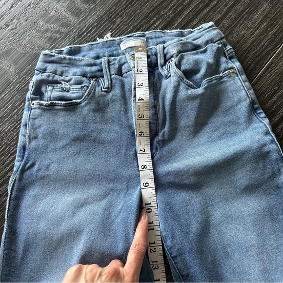 Good American Good Legs Straight High Rise Jeans in Distressed Blue, Size 4/27 - Picture 9 of 16